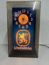 Vintage 1980's LOWENBRAU Lighted BAR BEER ADVERTISING CUBE CLOCK Sign WORKS🍻 picture