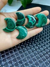 5pc Natural malachite quartz hand carved crystal 30mm crescent reiki healing picture