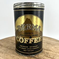 Vtg berma choice mountain grown coffee 1 Lb coffee can tin advertising no lid picture