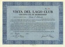 Vista Del Lago Club - Stock Certificate - Clubs picture
