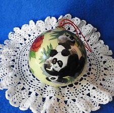 Glass Christmas Ball Panda Mother with Cubs Ornament 3 1/4
