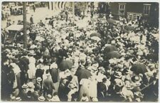 Crowd Waiting for Parade to Pass By Real Photo RPPC Vintage Postcard picture
