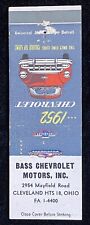 BASS Chevrolet Motors Cleveland Hts Ohio 1952 Vtg Front Matchbook Cover B-2509 picture