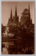 Postcard Lichfield Church Cathedral Lake View Judges England Real Photo RPPC  picture