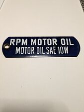Vintage  RPM MOTOR OIL PORCELAIN ENAMEL PLAQUE/TAG  Rare Advertising picture