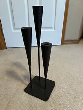 Mid-Century Modern 3 Candelabra Bronze Dimpled Metal Excellent Condition Rare picture