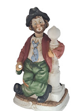 Melody In Motion Lamp Post Willie Hobo Clown Porcelain Musical Figurine 1987 picture