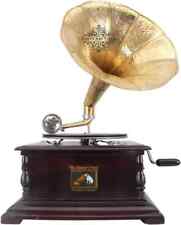 Vintage Nautical His Master's Voice Gramophone Wooden Brass Horn Gift Decorative picture