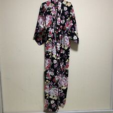Japanese Summer Kimono Yukata Cotton Robe Only Black Floral Flowers Kids Petite picture