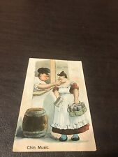 EARLY HUMOR - 1907 - POSTED POSTCARD - CHIN MUSIC picture