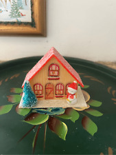 Vintage alpine plastic Putz house light cover Christmas mica crafts kitsch picture