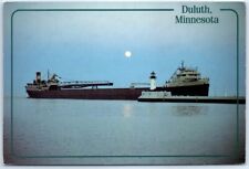 Postcard - A giant freighter enters the Duluth Canal - Duluth Minnesota picture