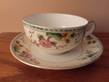 Vintage Noritake Amerita Hand Painted Floral Bone China Tea Cup & Saucer picture
