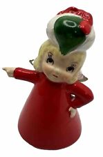 Napco Noel Angel Bell Christmas Ornament Vintage 50s Ceramic Hand made MCM picture
