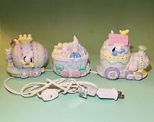 Bunny Towne Lighted Easter Train 3 Piece Hand Painted Porcelain Easter Village picture