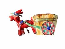Vintage Mano Hand Painted Donkey Pulling Cart Planter Made in Italy NSP picture