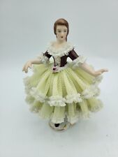 Antique Dresden Germany Porcelain Lace Standing Lady Figurine CROWN D picture