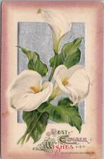 Vintage WINSCH EASTER Embossed Greetings Postcard White Lily Flowers c1911 picture