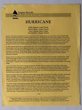 Hurricane Press Release Biography Original Vintage Enigma Records Promo 1988 picture