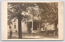 RPPC Uncle Joe By Tree & Cousin Frances & Dog in Buggy by Home~Hammock on Porch picture
