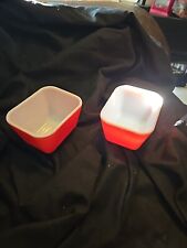 TWO Vintage PYREX RED SMALL REFRIGERATOR DISH  WITHOUT Lids picture