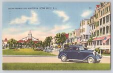 Postcard New Jersey Ocean Grove Ocean Pathway & Auditorium Car Automobile 1941 picture