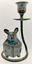Vintage Bronze Brass Mouse Candlestick-6