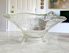 Vintage Fostoria Etched Wheat Clear Glass 3-Footed Salad Fruit Bowl 11.5