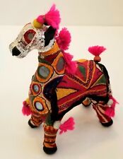 Vtg India Hand-Crafted Anglo Rajasthan Fabric Embroidered Boho Horse Patchwork picture