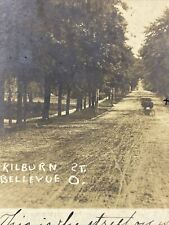 Bellevue Ohio 1907 Antique RPPC Kilburn Street Horse And Buggy Real Photo picture