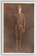 RPPC Vintage US Army Soldier WWI Era Real Photo Postcard picture