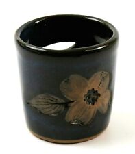 Pretty Embossed Floral Design Signed Pottery Candle Holder for Tealight Candles picture