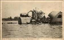 1907. CAYUGA LAKE, NY. WRECK OF STEAMER FRONTENAC. POSTCARD xz13 picture