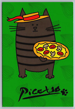 Italian Picatso Cat Italy Pizza Gondolier World Traveler Tourist Postcard C18 picture