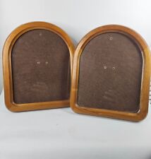 2 Vintage Set Of MCM Wood Arch Photo Frame Shelf Sitter Or Wall Hanging  picture