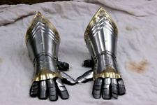 18 GA Steel Larp Medieval Gauntlets Pair Knight Armor Arm Gauntlets Crusader picture
