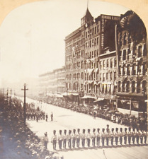 1897 Civil War Veteran GAR Reunion Defenders Flag Buffalo NY New York Stereoview picture