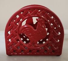 Vintage Red Cast Iron Rooster Design Napkin Holder picture