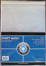 1000 CSP SHEET MUSIC SIZE SLEEVES COVERS W/RESEAL FLAP 9 3/8X12 1/4 + 1.5