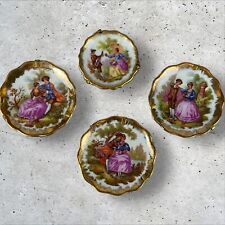 Vintage Limoges Plates Miniature Mini Porcelain Gold Trim Lot Of 4 picture
