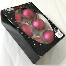 GLASS Satin Finish CHRISTMAS Ball ORNAMENTS WINE Color SET of 6 In Box VINTAGE  picture