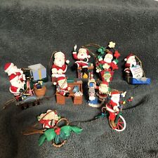VTG Christmas ornament lot of 10 Santa Variations Gold hangers Intact Plastic picture