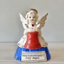 Vtg SR Japan July Ruby Contentment Birthday Girl Angel Liberty Bell USA Figurine picture