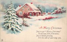 Vtg.  1925 A Merry Christmas Auld Land Syne Snowy Scene Postcard p829 picture
