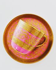 Antique Cauldon Pink Gold Encrusted Demitasse Coffee Tea Cup Saucer Coalport picture