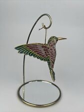 Vintage Cloisonne Articulated Enamel Hummingbird Christmas Ornament with stand picture