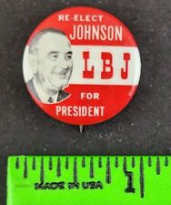 Vintage 1960s Re-elect LBJ Johnson for President Political Button Pinback Pin picture