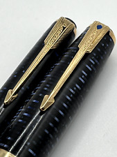 Exceptional Azure Blue Parker Vacumatic Major SJ Fountain Pen & Pencil Restored picture