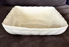Antique Alfred Meakin White Ironstone Square Scalloped Nesting Bowl 10.5”x 3 1/4 picture