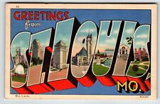 Greetings From St Louis Missouri Large Letter Postcard Curt Teich Unused Linen picture